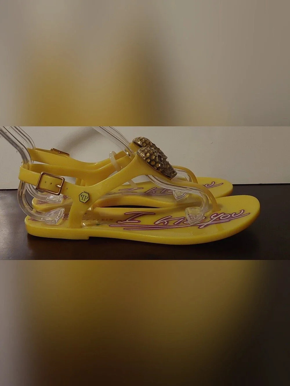 Philipp Plein Skull I Kiss You JellyRubber Sandal Size 7M ( NEW)T-strap...